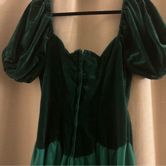 Vintage House of Bianchi Emerald Green Velvet & Taffeta Dress 80's Sweetheart - Picture 7 of 10